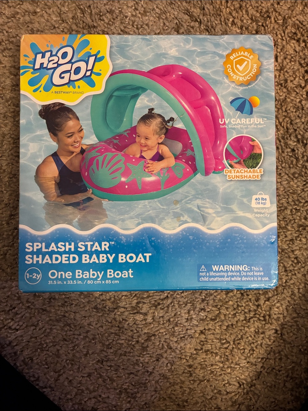 Splash Star Shaded Baby Boat - Pink & Teal